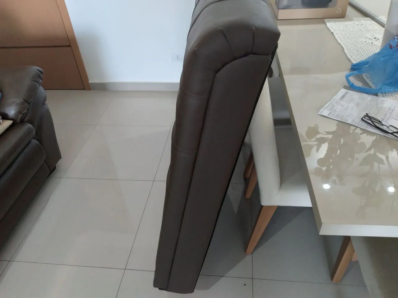 Linda Cabeceira de Cama Casal (Courino Marrom) * NOVA * - Foto 3