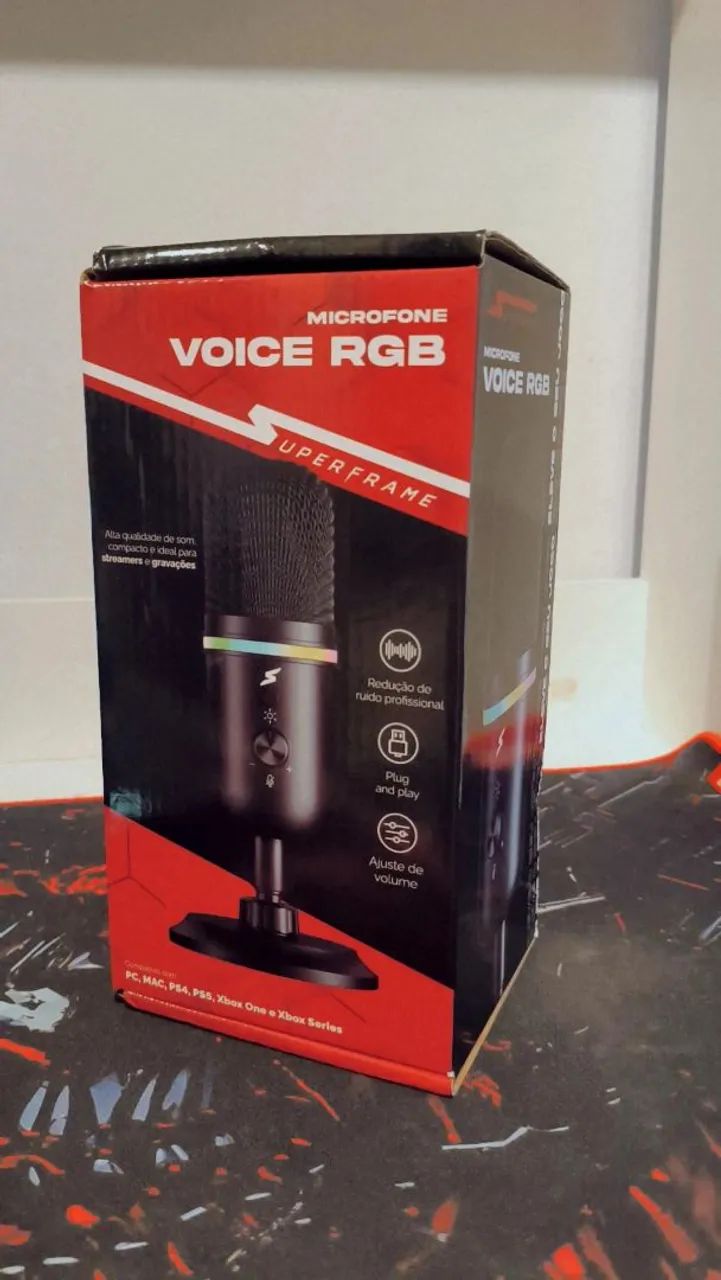 Microfone Gamer SuperFrame Voice RGB USB Black