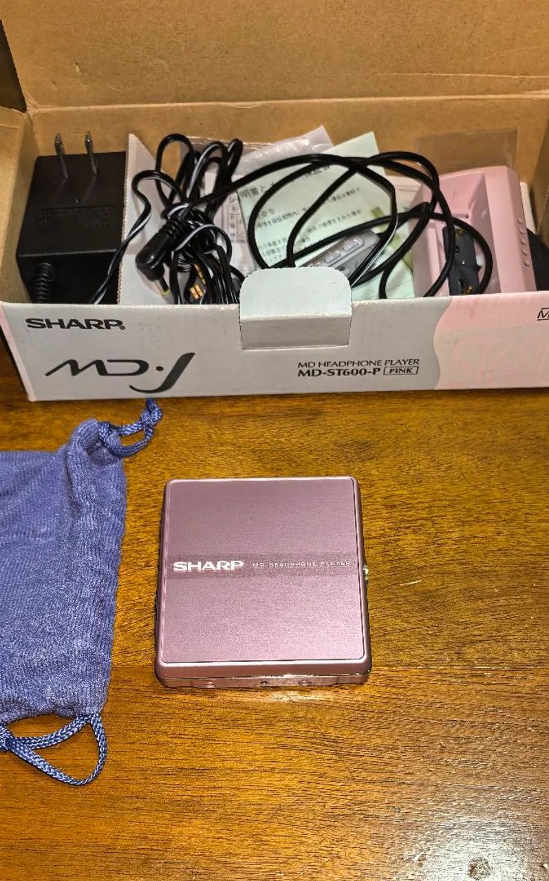 Minidisc Player Sharp Md-st600-p Rosa Na Caixa Impecável
