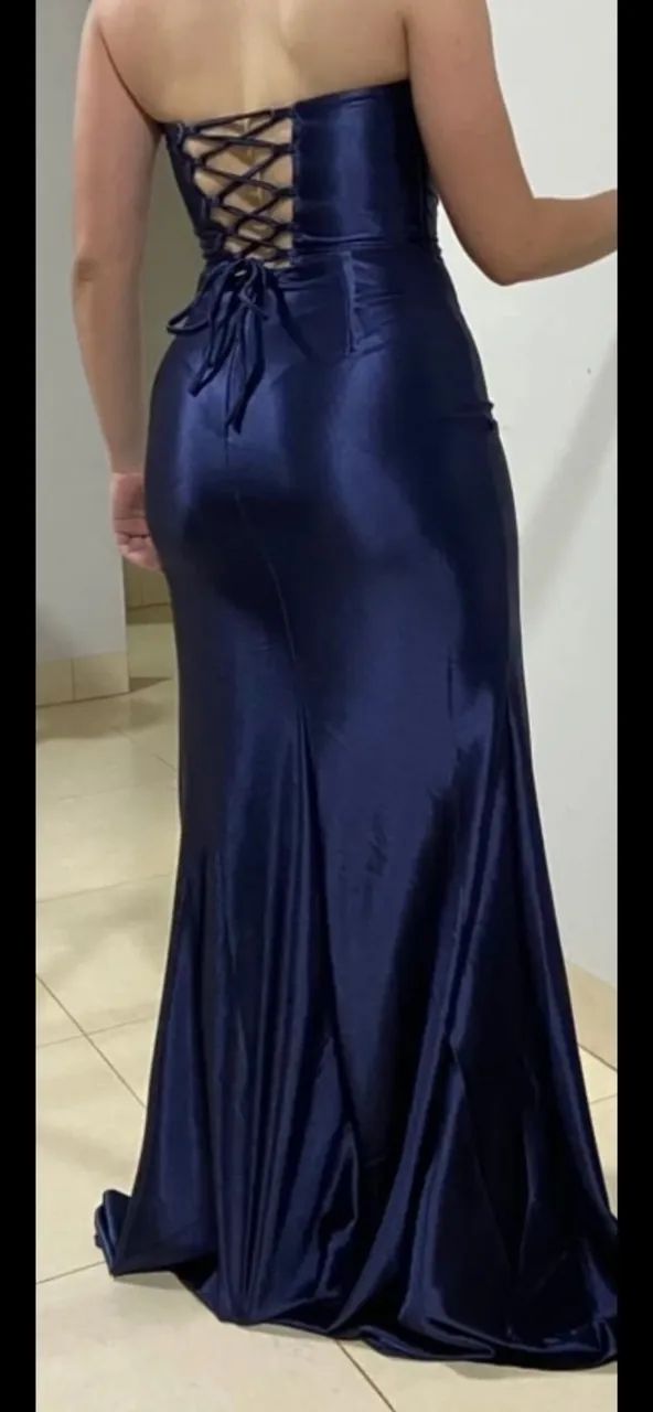 Vestido de festa azul marinho - Veste P/M - Foto 2