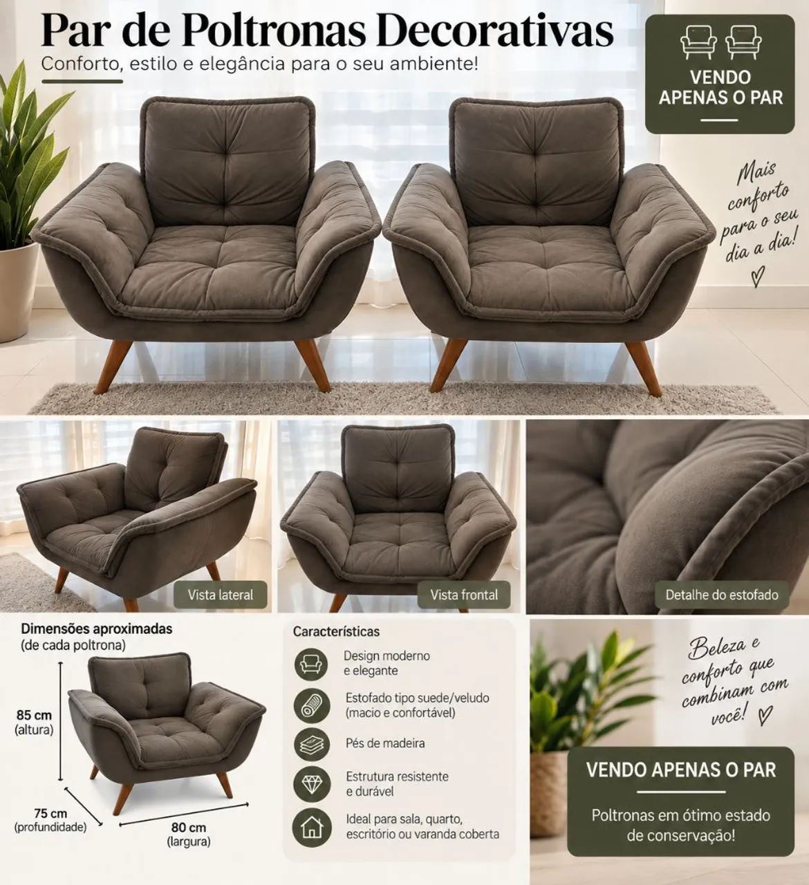 Par de Poltronas decorativas 
