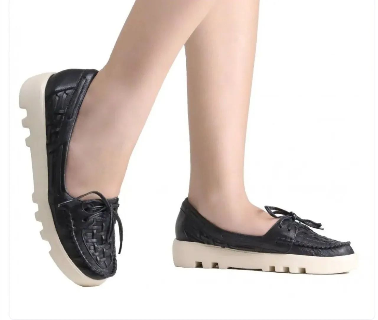 Sapato Mocassim Luz da Lua Preto Feminino 39/40 - Foto 3