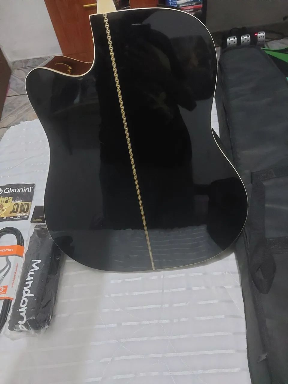 Kit Violão Harmonics Elétrico Acústico GE30BK - Foto 5