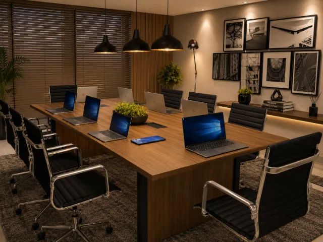 Mesa de Reunião  Wood Delluxe Alto Padrão: L220cm x L100cm x A74cm