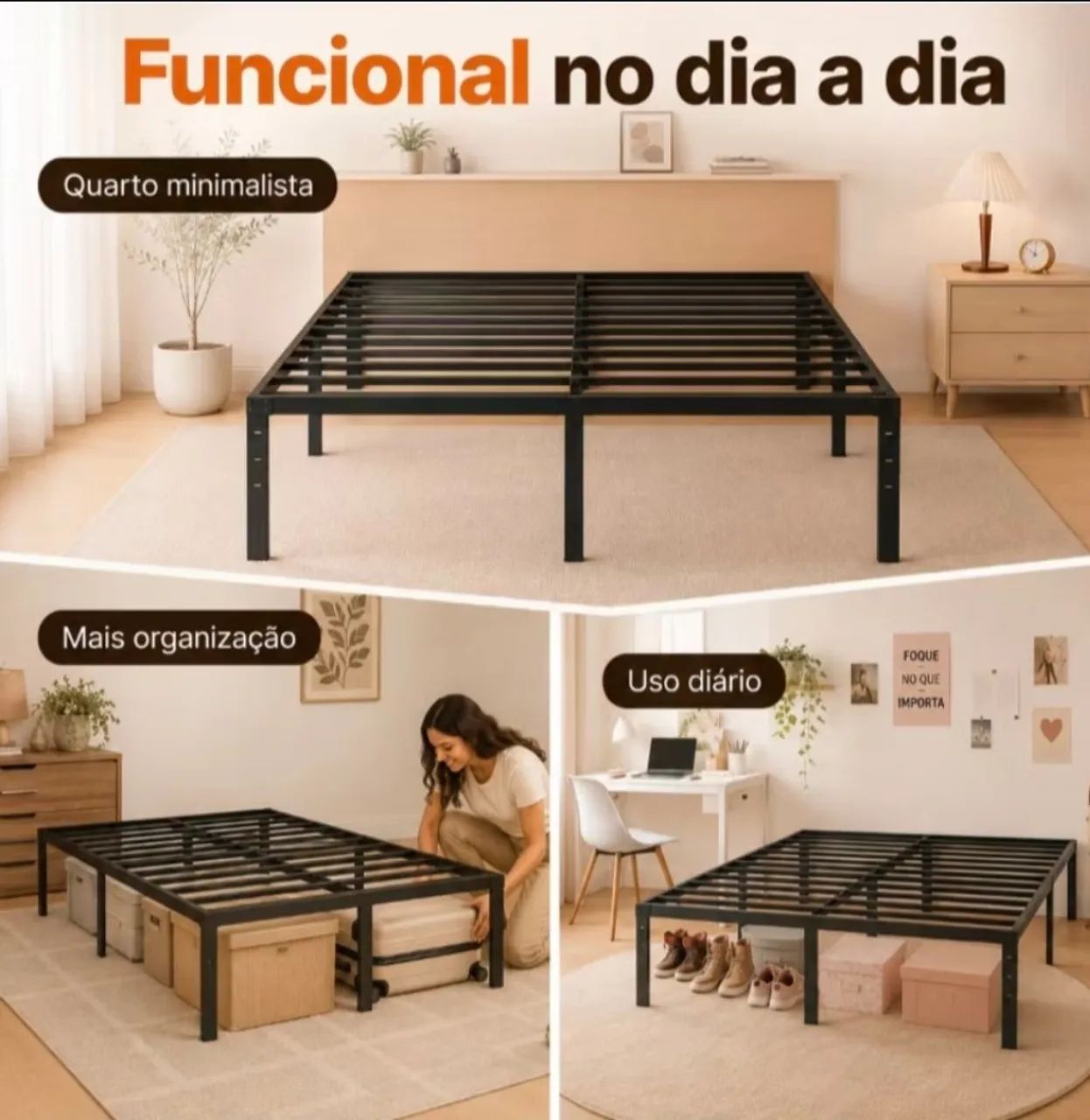 Base para colchão em metal - prática e funcional 