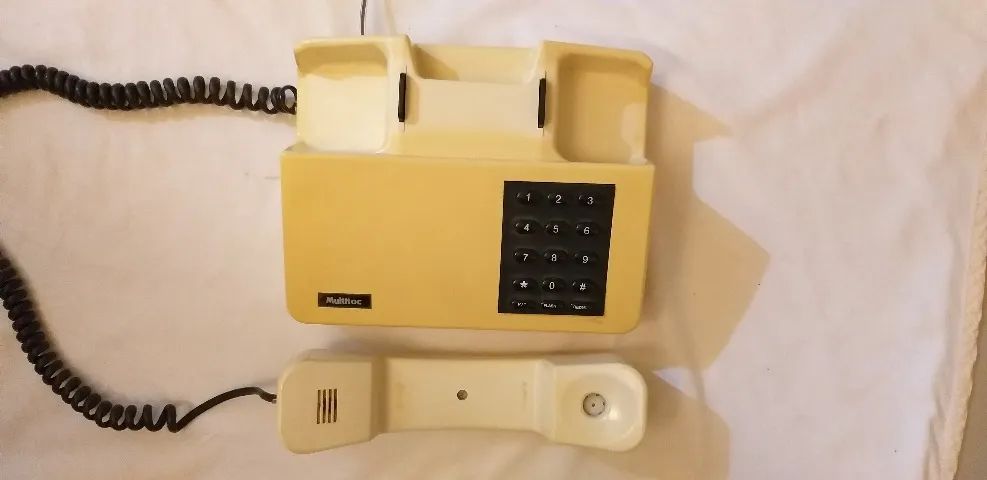 Aparelho de telefone fixo, Multitoc, de teclas, cor creme, com bloqueador de chamad
