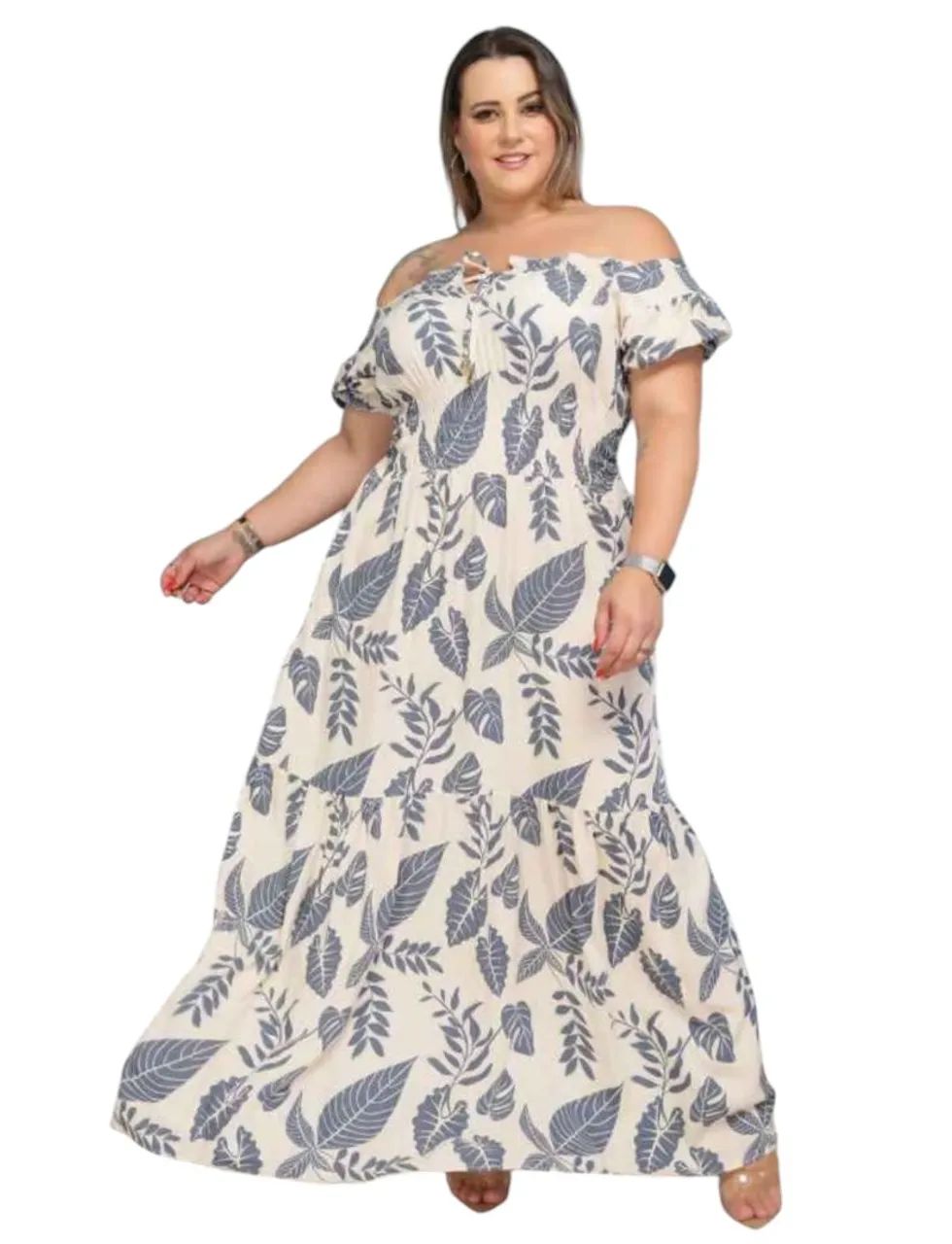 Vestido longo floral plus size. - Foto 2