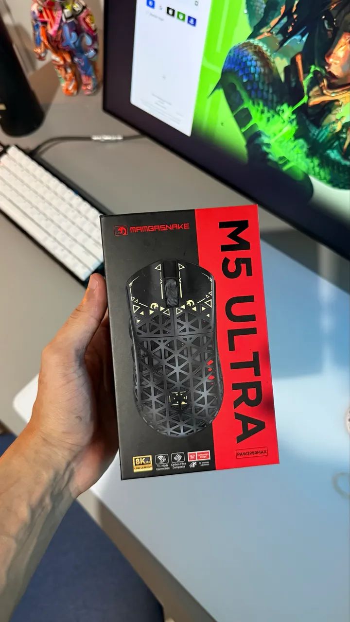 Mouse Mambasnake M5 ultra branco  - Foto 5