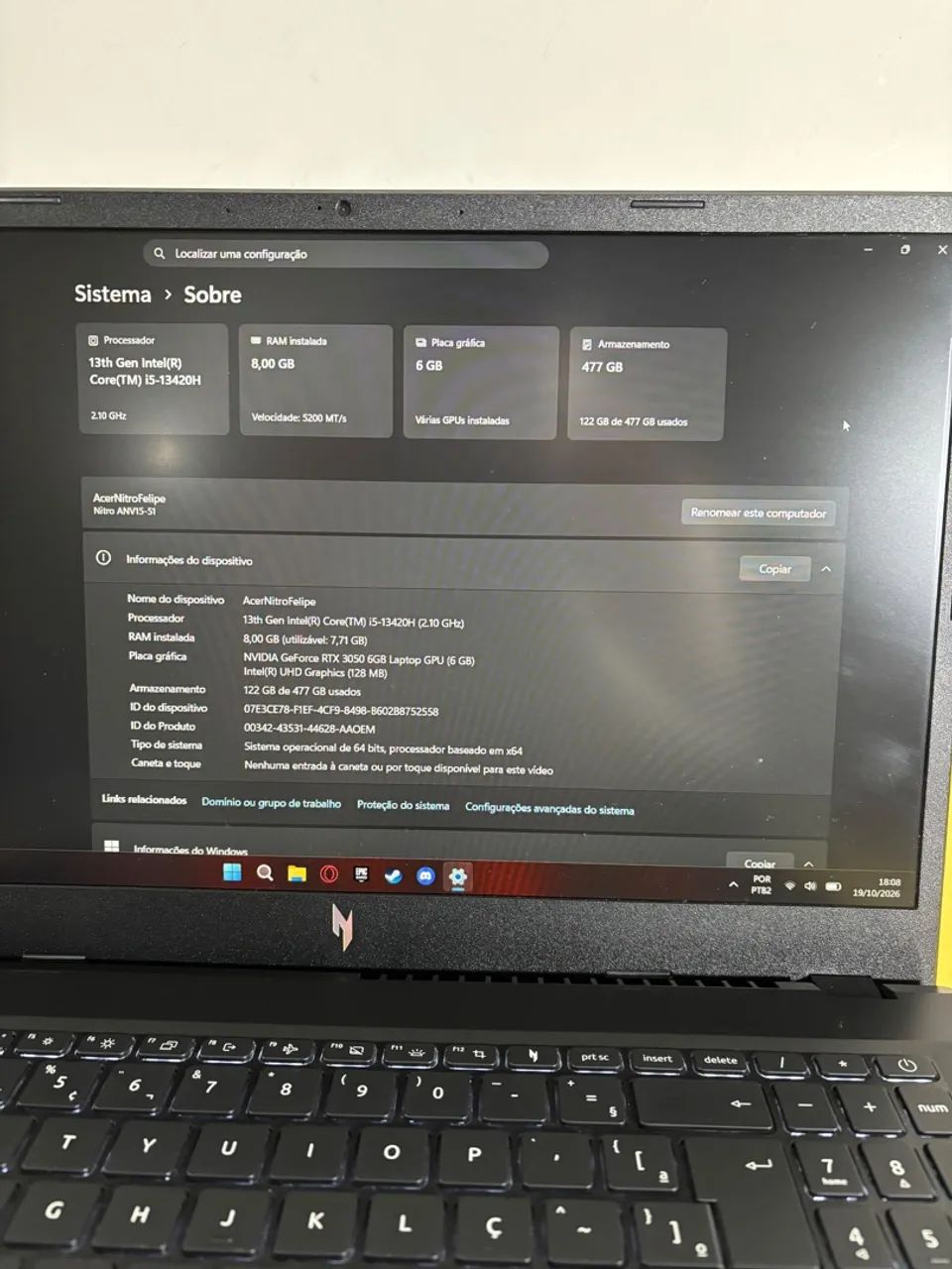 Notebook gamer Nitro Zero - Foto 3