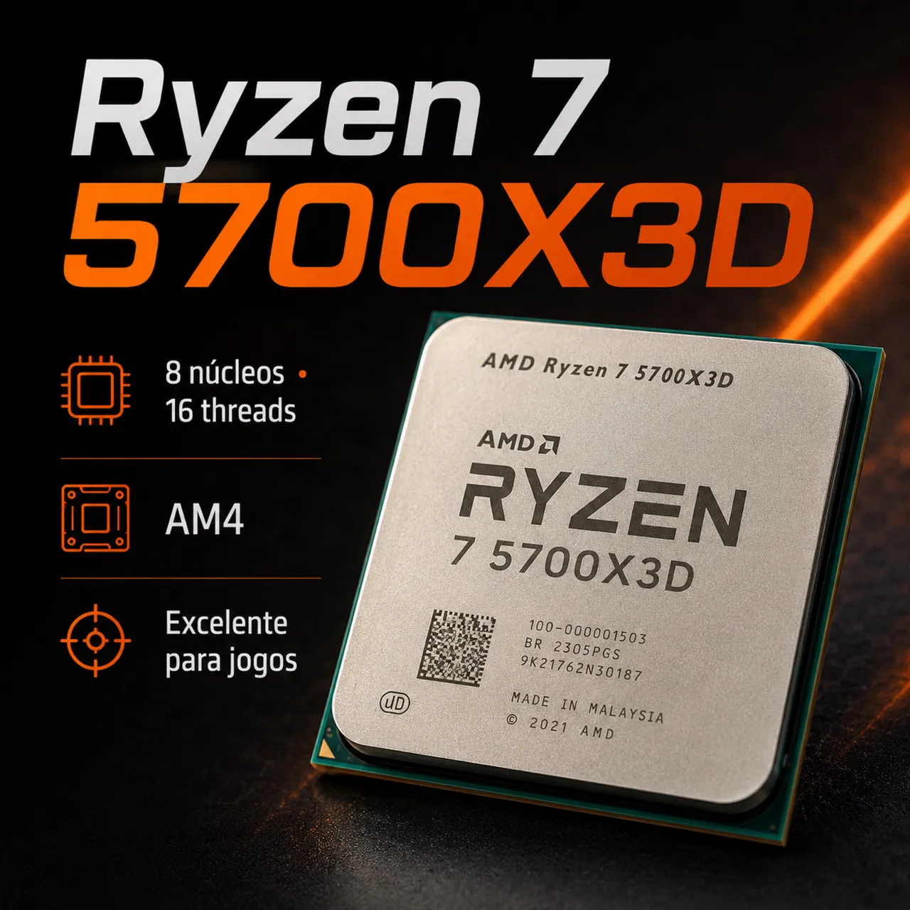 Processador AMD Ryzen 7 5700X3D - Processadores - Coroado, Manaus