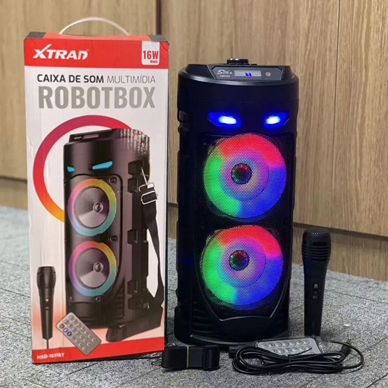 Caixa de Som Bluetooth Grande Com Microfone e Controle LED RGB FM TWS - Foto 3