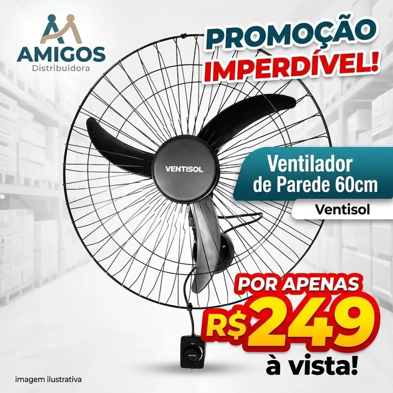 Ventilador de parede 60cm 