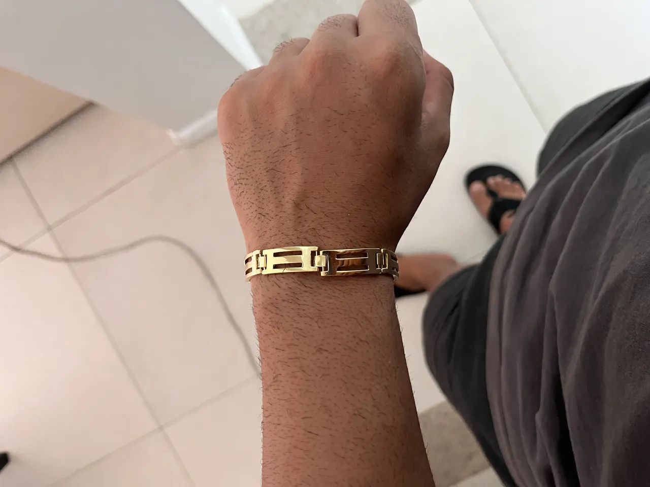 Bracelete masculino banhado a ouro  - Foto 2