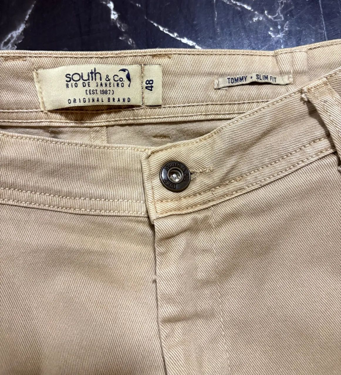 Calça Masculina Bege slim fit - 48 - Foto 3