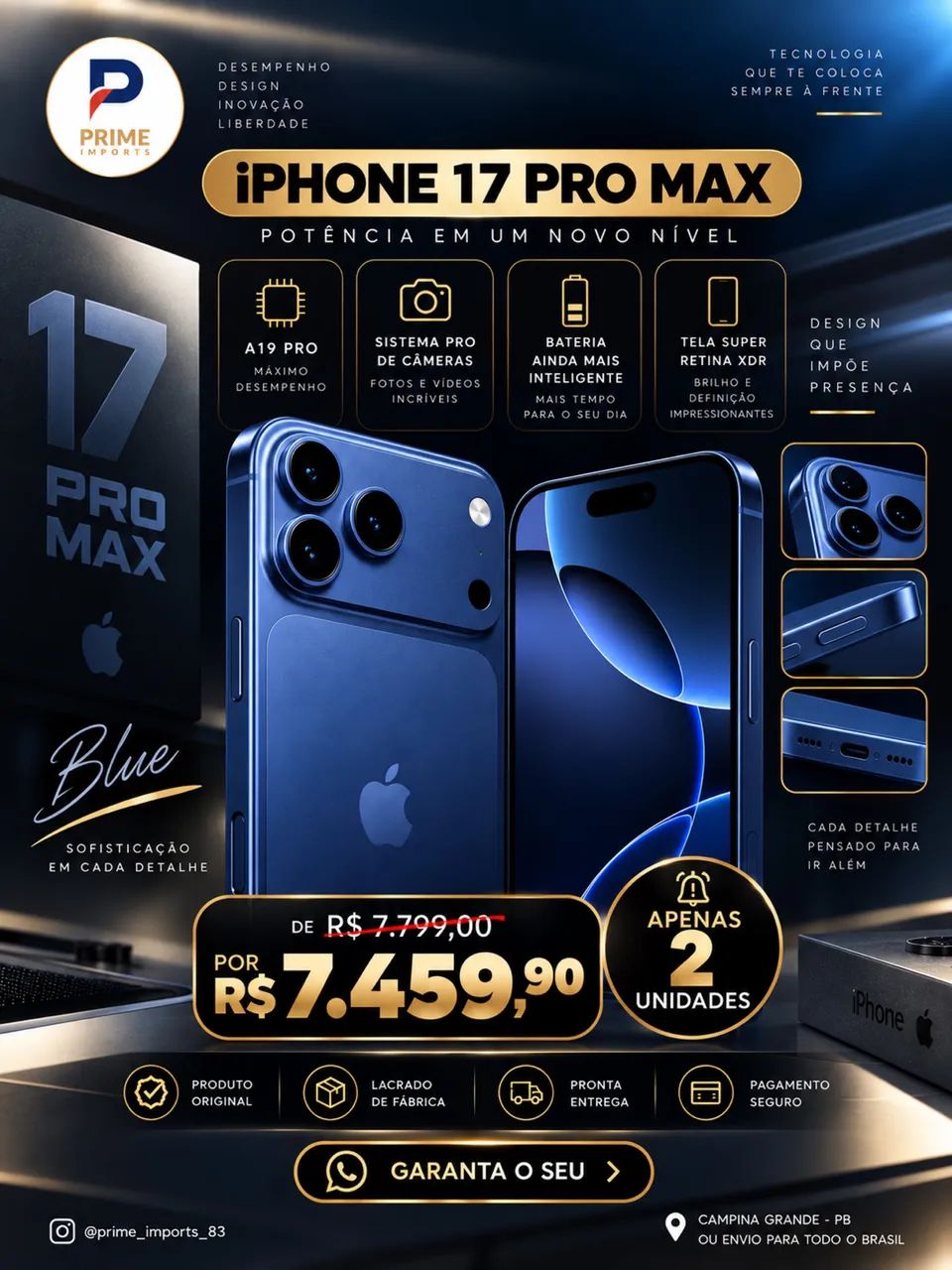 iPhone 17 Pro Max, 256gb, Silver. Lacrado  - Foto 2