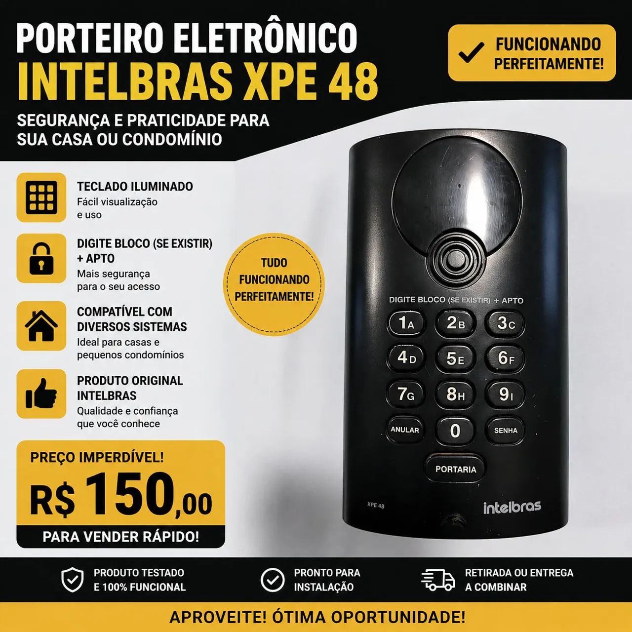 Porteiro Eletrônico Intelbras XPE 48 Usado