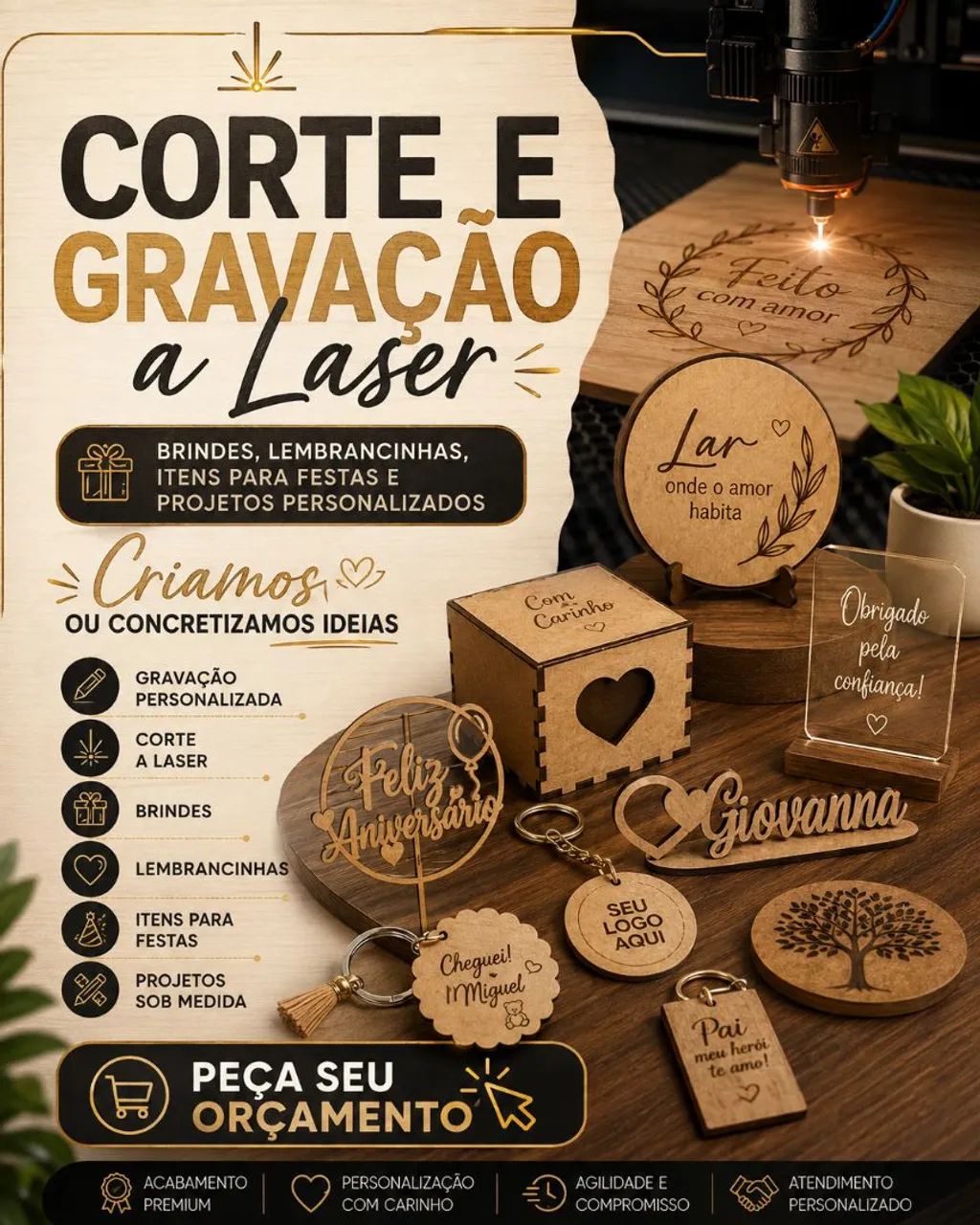 Corte e Gravação a Laser | Brindes, Lembrancinhas e Itens para Festas Personalizadas