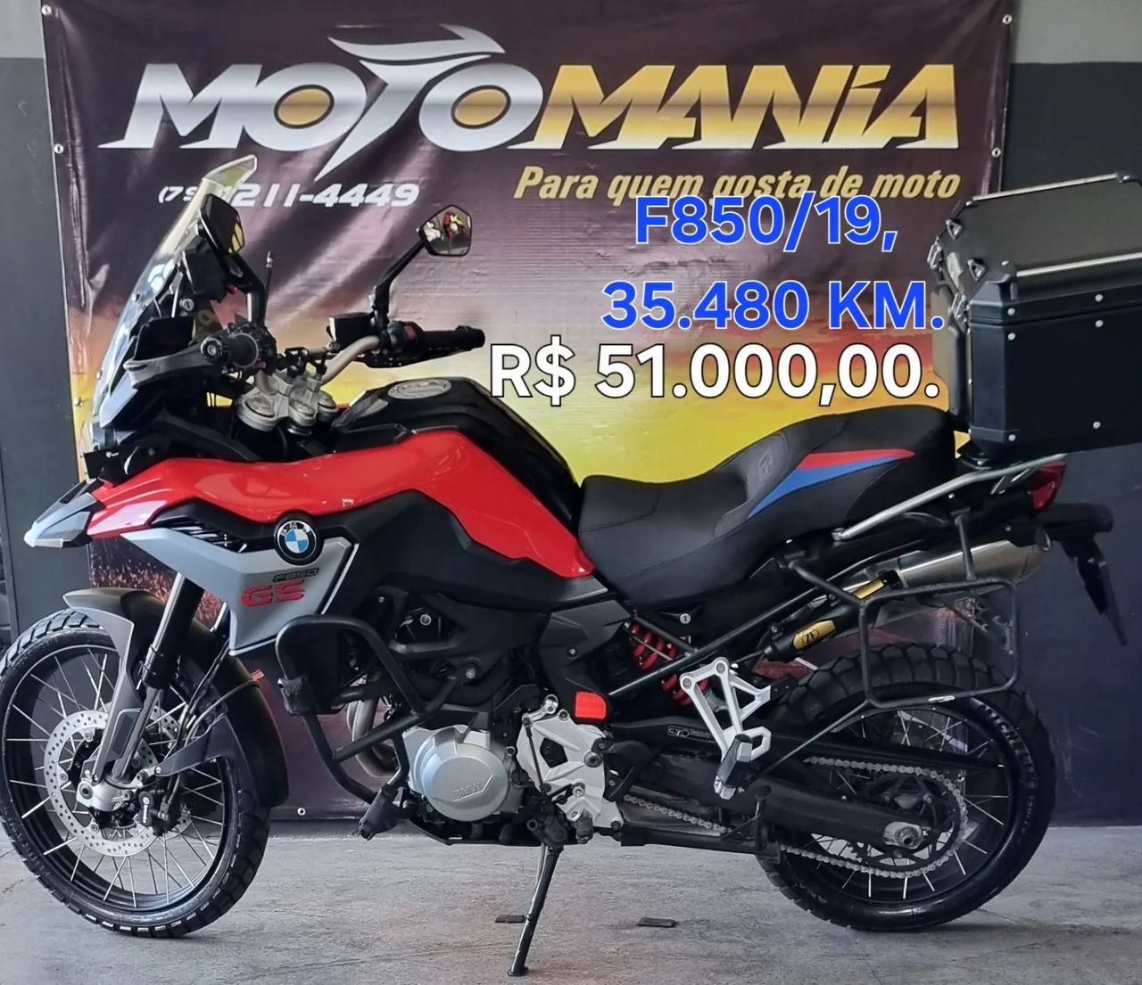 F850 PREMIUM/19, COM ACESSÓRIOS.