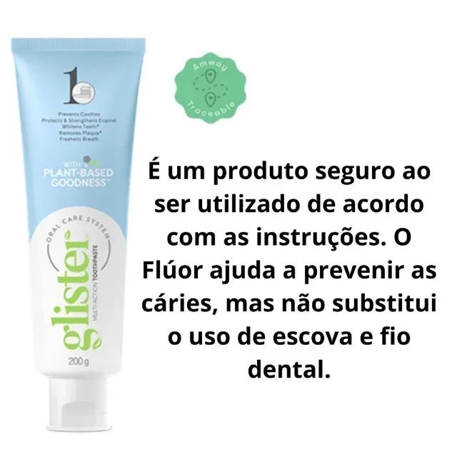 Creme Dental Pasta De Dente Glister 200g com Flúor