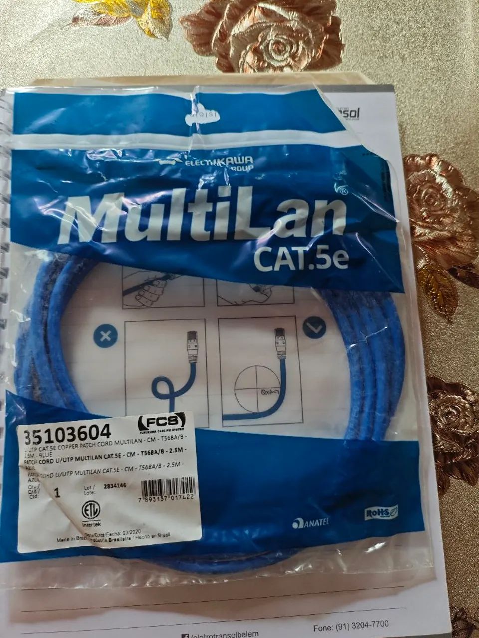 Patch Cord Furukawa cat5 2.5 metros azul