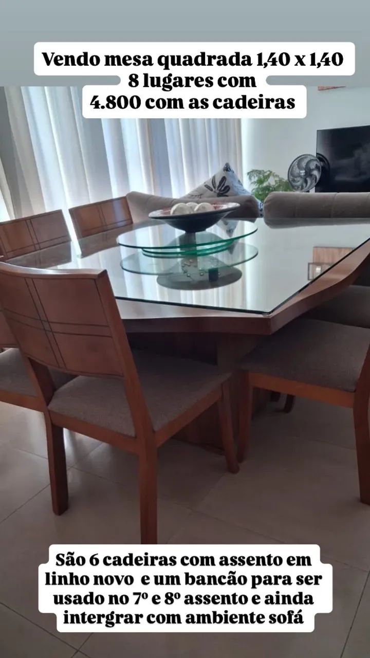 Mesa de jantar em madeira quadrada  - Foto 3