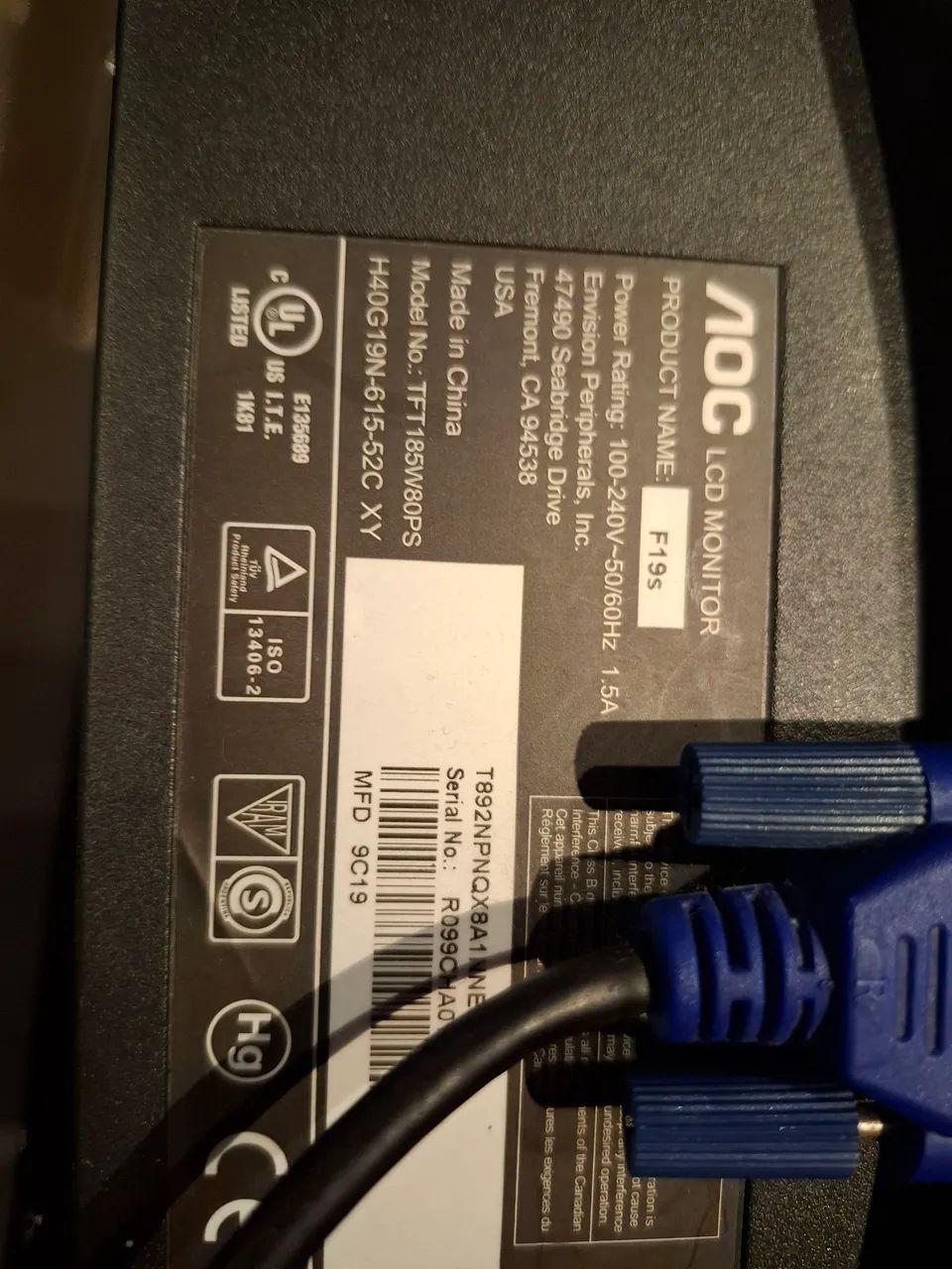 Monitor AOC F19s Widescreen 19 polegadas - Foto 2