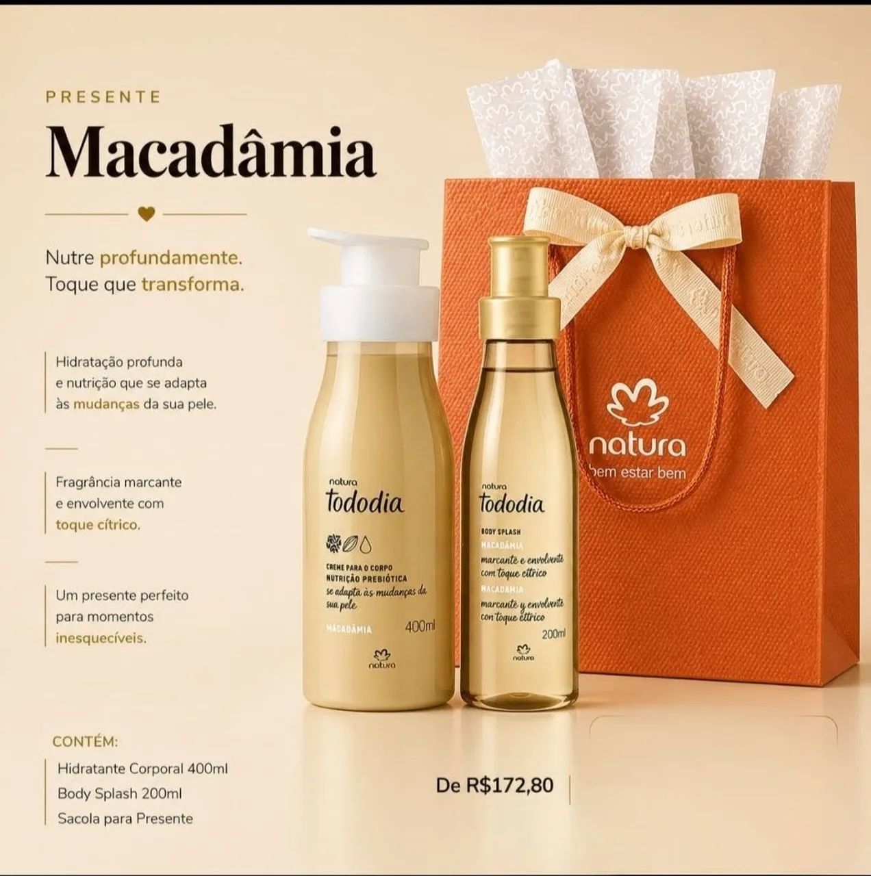 Kit Natura fragrância Macadâmia 