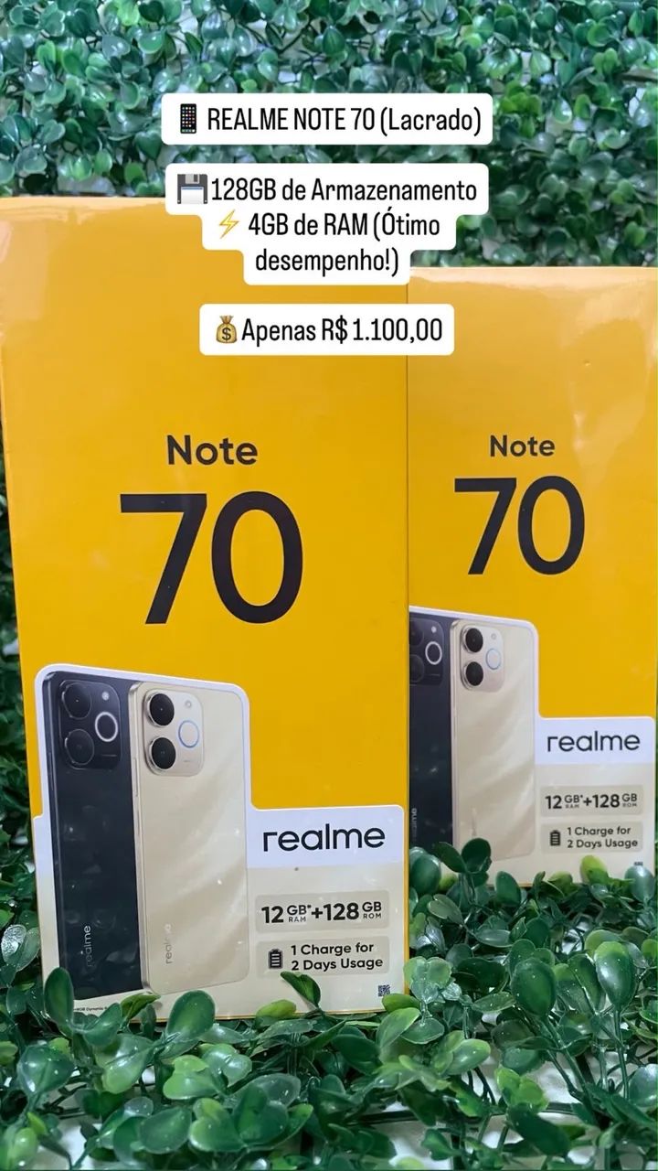 Realme note 70, 1 ano de garantia 
