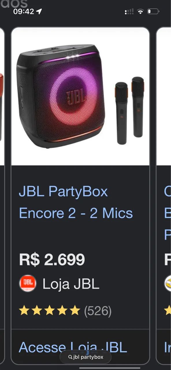 JBL Partybox encore 2 com 2 microfones 