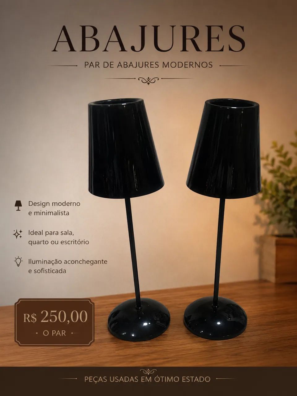 Par de abajures. 50cm 