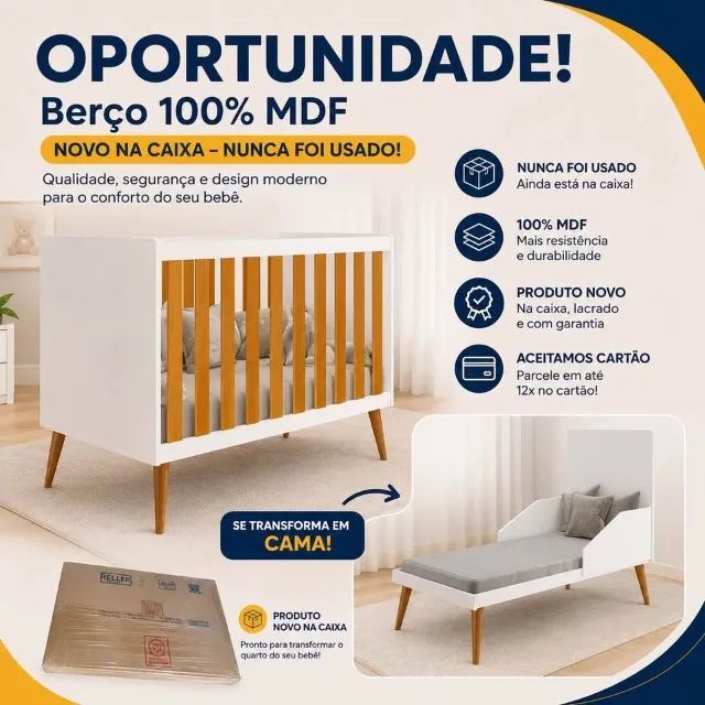 Berço 100% MDF (Novo na Caixa) - Foto 5