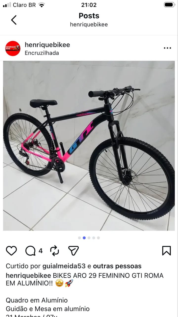 Bicicleta ARO 29 GTI ROMEO Com Documento 