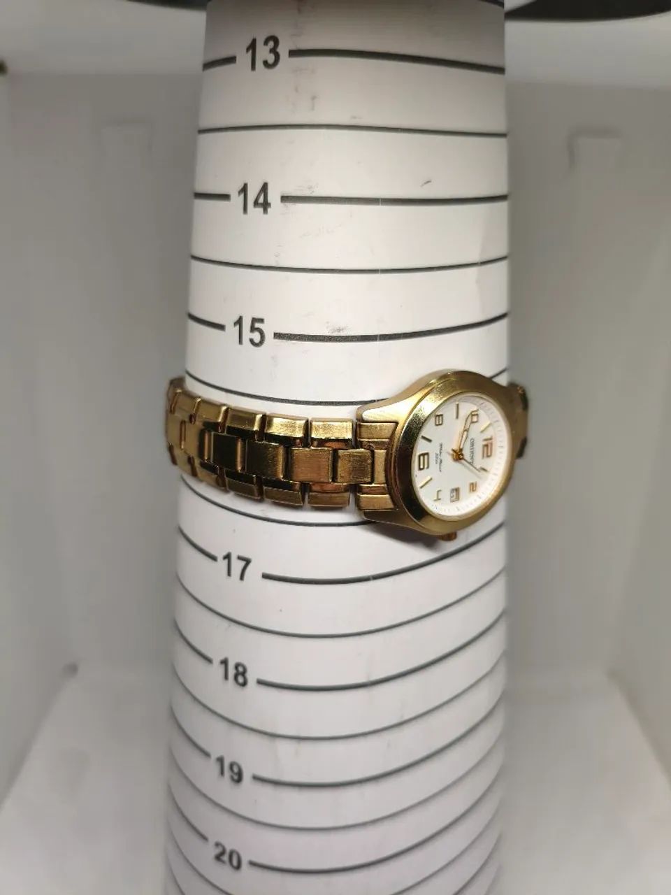 RELOGIO ORIENT FEMININO DOURADO MOSTRADOR BRANCO DATA ORIGINAL - TAM 16CM - Foto 4