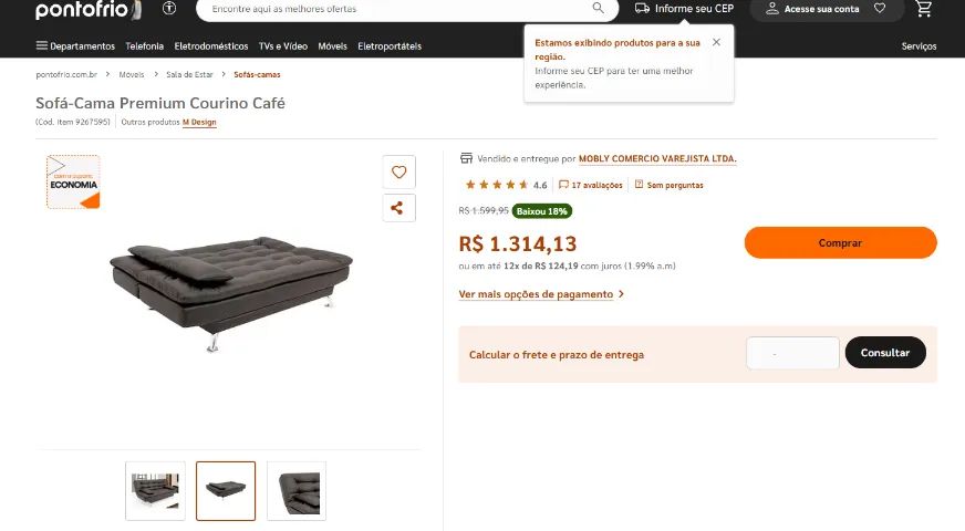 Sofá Cama 3 Em 1: Sofá, Cama e Chaise - 3 LUGARES - Foto 3