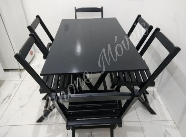 Mesa 1,20X70 com 4 cadeiras dobráveis - Foto 4