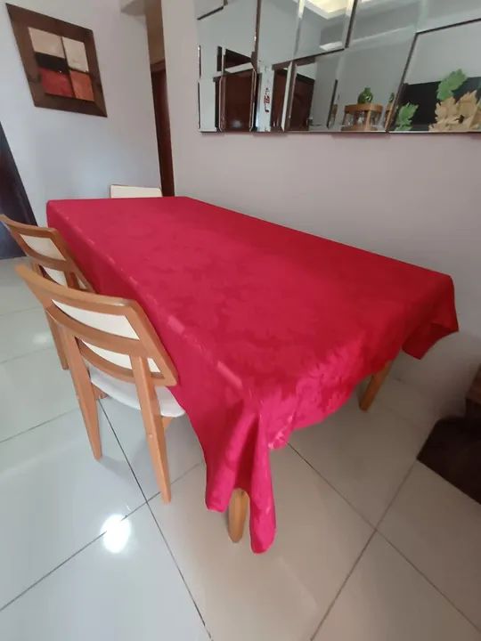 Toalha de Natal em Jacquard Vermelho - Foto 4