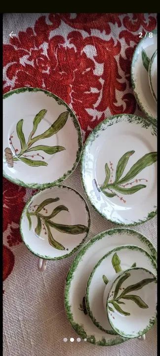 Conjunto de Chá em Porcelana com Desenho de Folhas - 6 Pessoas - Foto 3