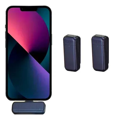 Microfone De Lapela Duplo Sem Fio Com Case Para Iphone Cor Preto ON-MC816 - Foto 5
