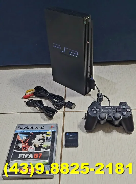 Playstation 2 Fat Europeu Tijolão Reliquia Acompanha Jogo Fifa Ronaldinho Entrego Londrina