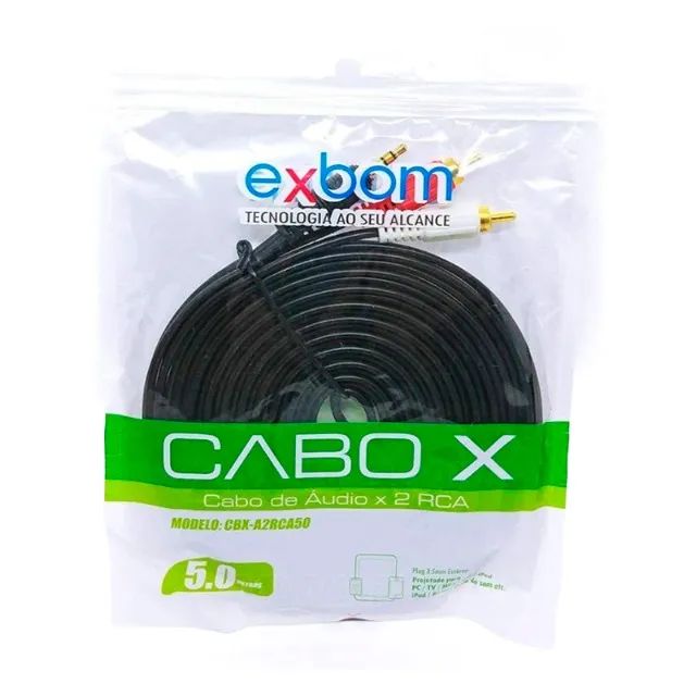 CABO DE ÁUDIO P2X2RCA 5M EXBOM CBX-A2RCA50 - WZetta - Foto 2