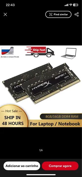 Memória RAM 16GB 3200MHZ DDR4 para notebook 