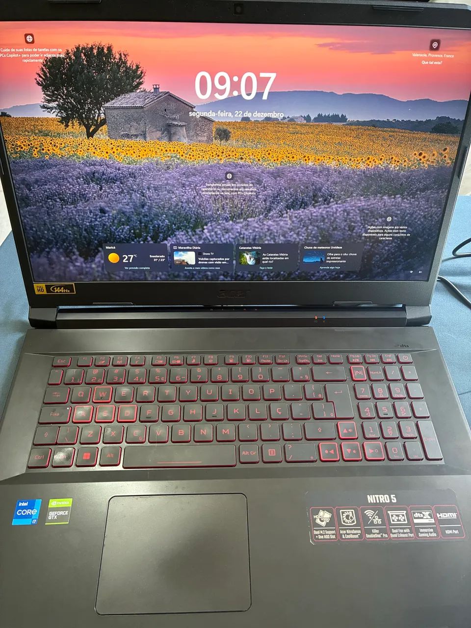 Acer Nitro 5 i7 , tela 17.3 Pol novo demais COM DETALHE leia 