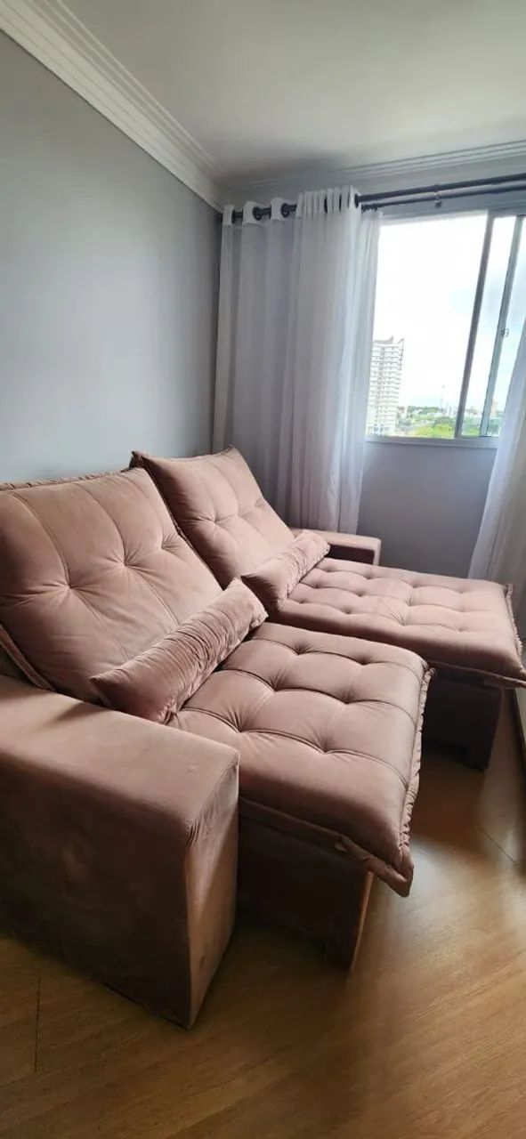 Sofá Cama de Canto em Suede Bege