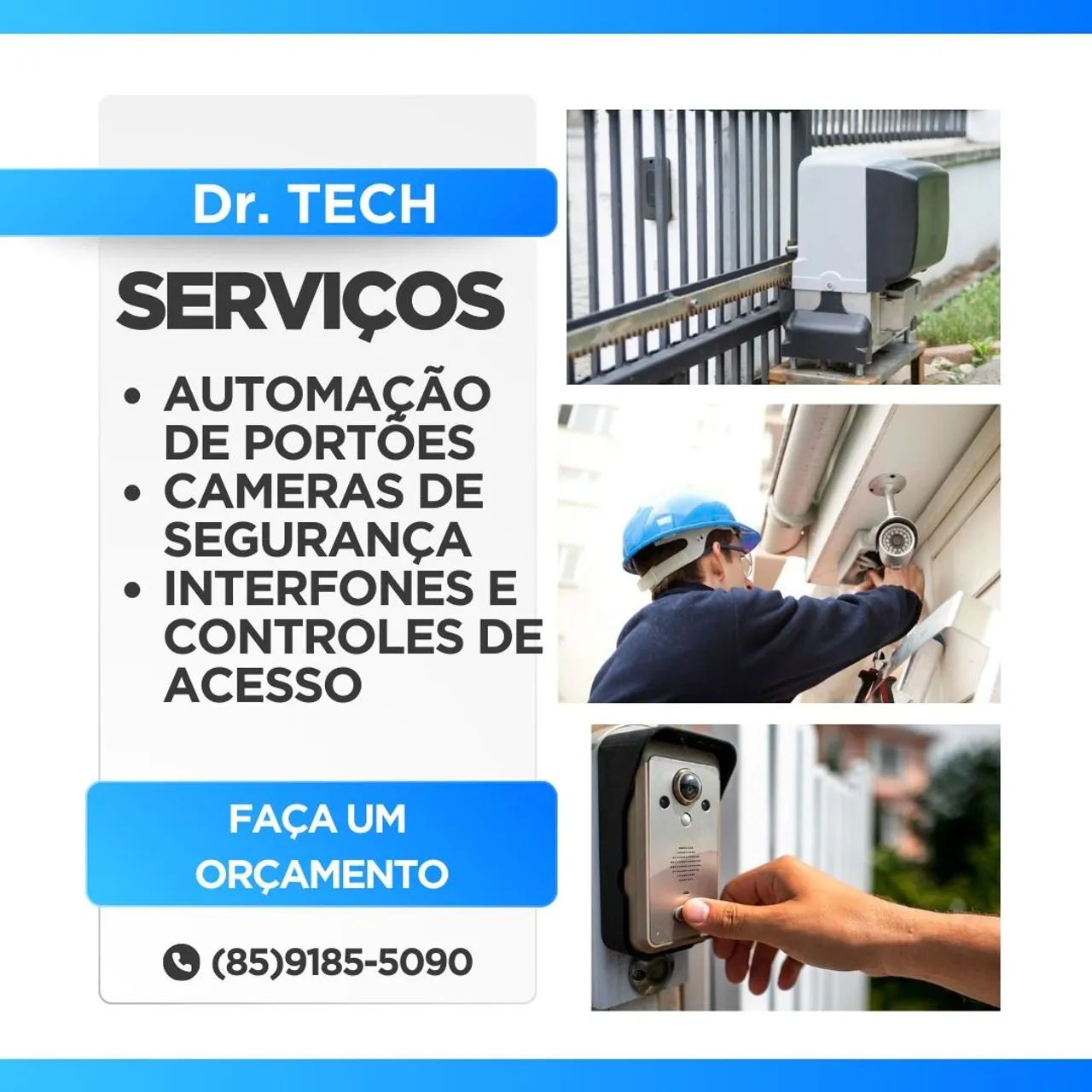Venda, manutenção e instalação de motores para portões, câmeras, interfones. <br>