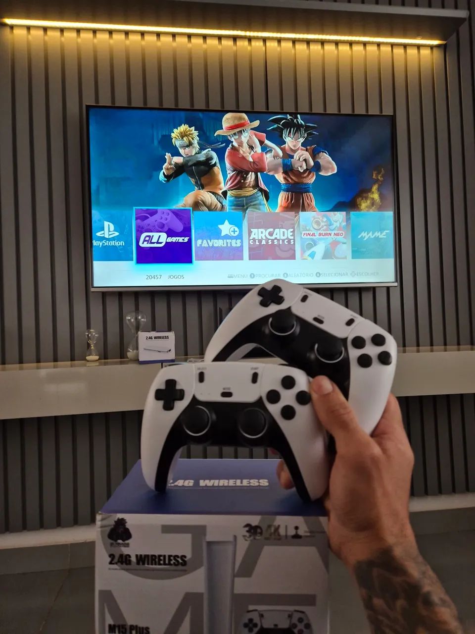 Game Stick M15 Pro 4k 64gb Original 2 controles sem fio 