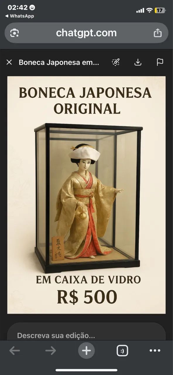 Boneca Japonesa de Noiva - Hanayome Ningy? - Vitrine Original - Peça Rara
