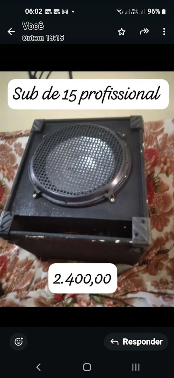 Subwoofer 15 polegadas profissional