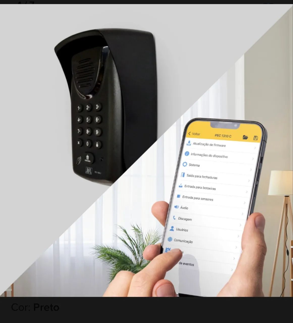 Porteiro S/ Fio Via Celular Gsm/4g Pec 1310c C/ Fonte 20 Tag Cor Preto - Foto 3
