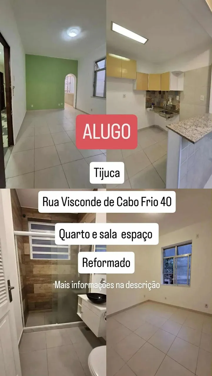 Alugo . Quarto e sala Reformado . Rua Visconde de Cabo Frio . Tijuca