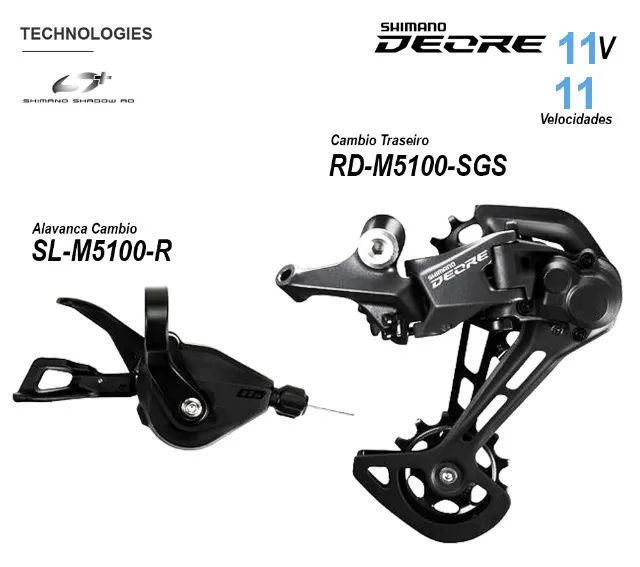 Kit Shimano Deore 11v M5100 Sgs Cambio Passador e Corrente